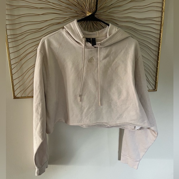 ADIDAS like new - Tan Crop Hoodie SZ-L - Picture 1 of 4